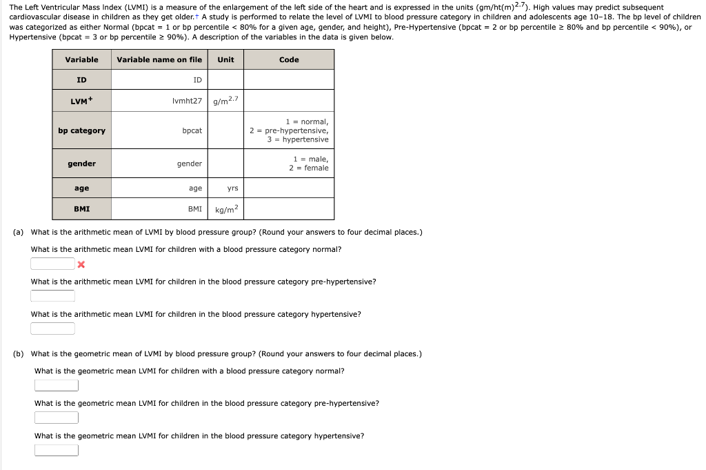 The Left Ventricular Mass Index Lvmi Is A Measure Of The Enlargement Of The Left Side Of The Heart And Is Expressed In 1