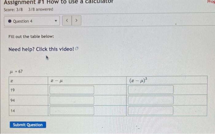 Pros Assignment 1 How To Use A Score 3 8 3 8 Answered Question 4 Fill Out The Table Below Need Help Click This Vid 1