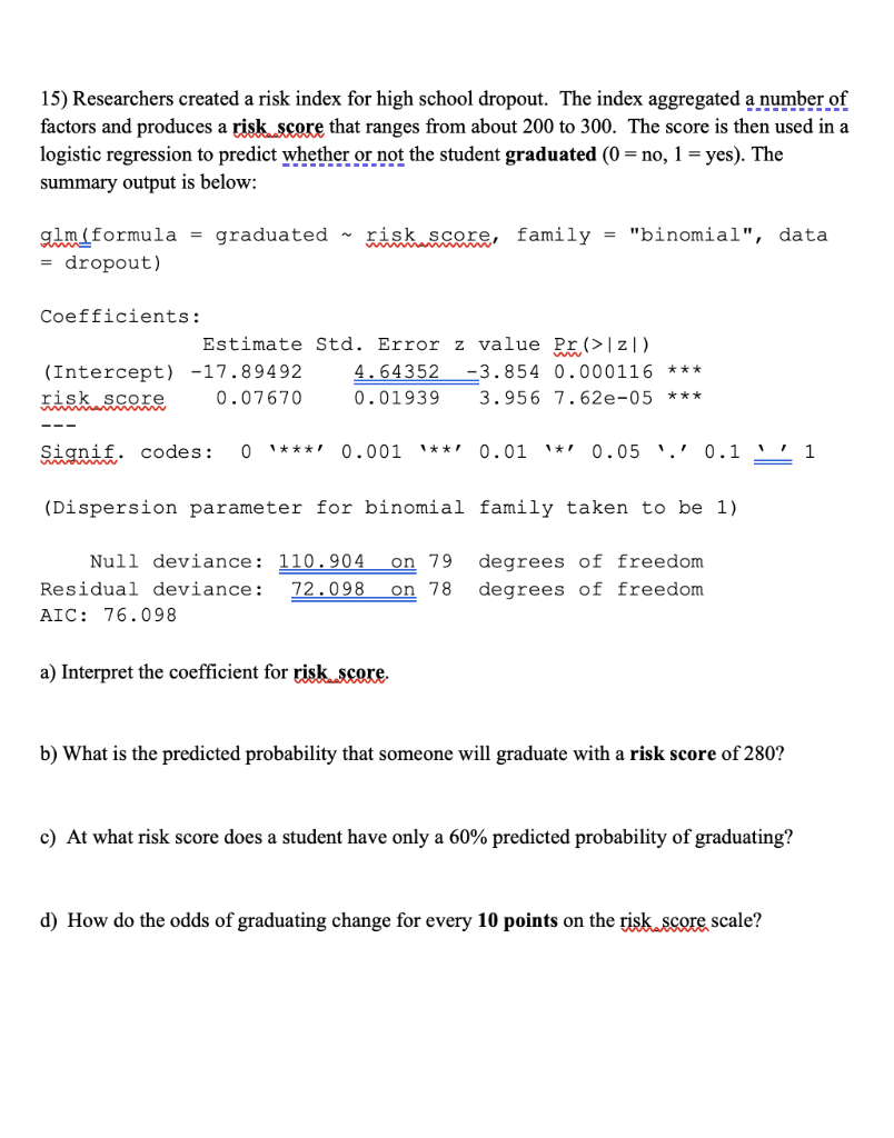 15 Researchers Created A Risk Index For High School Dropout The Index Aggregated A Number Of Factors And Produces A Ri 1