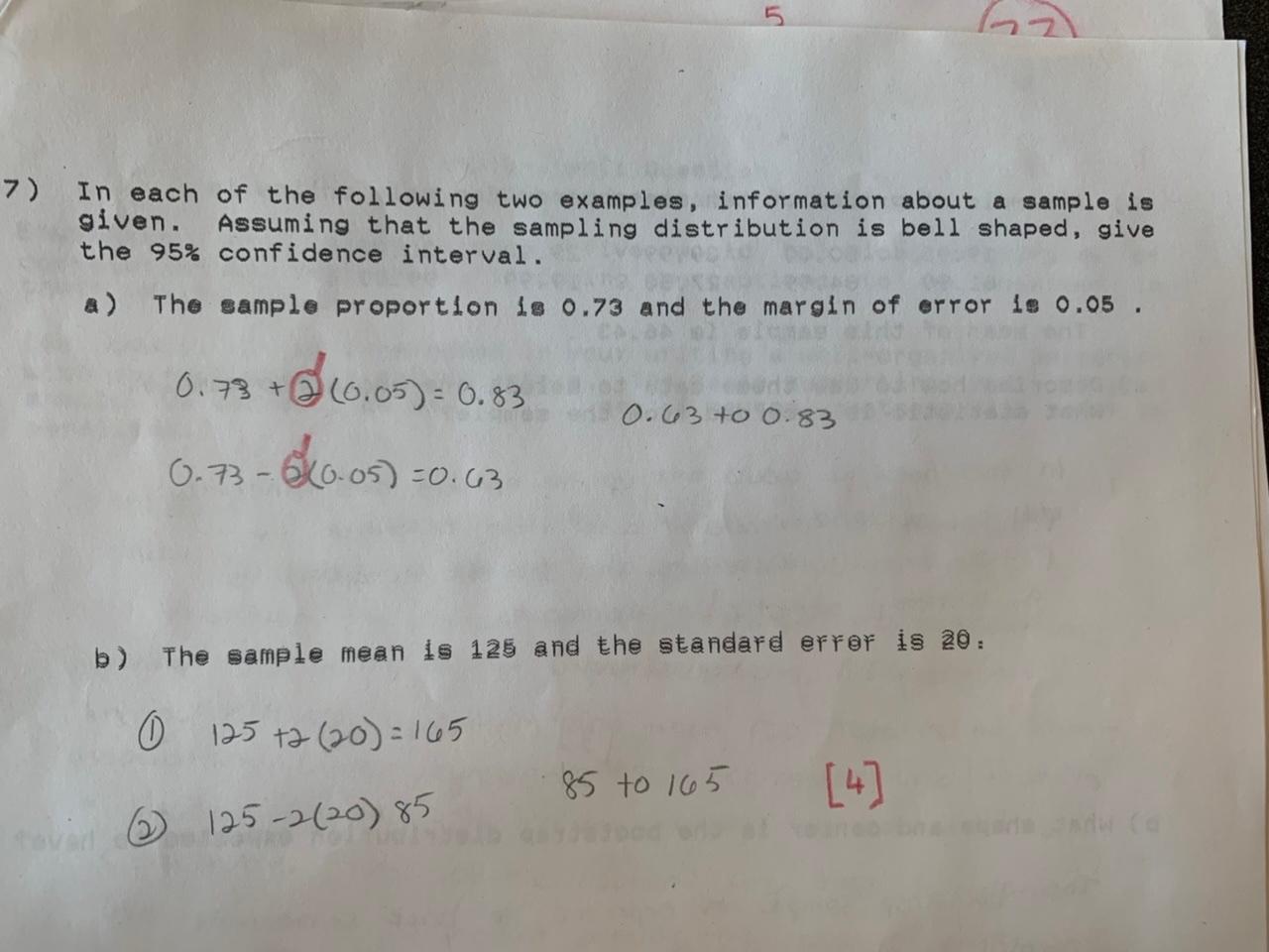 In Each Of The Following Two Examples Information About A Sample Is Given Assuming That The Sampling Distribution Is Be 1