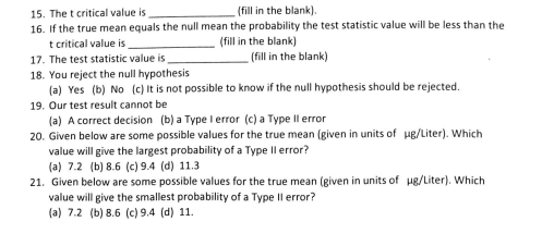 Use The Following Information For Problems 15 Through 21 Thirty Two 1 Liter Specimens Of Water Were Drawn From The Wate 2