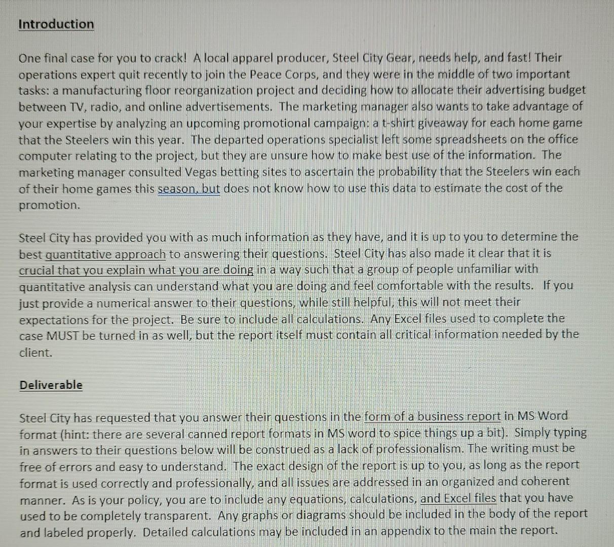 Please answer question 3 quantitative simulation only analysis experts 