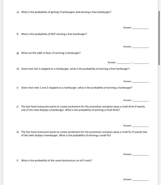 Name Mat 155 Final Module 1 Probability And Statistics 1 A Slot Machine With Three Reels Picturing Food Is Used In A F 2
