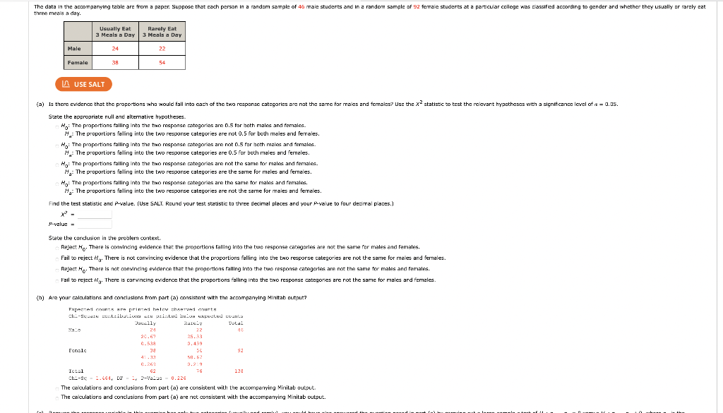 The Data In The Accompanying Table Are From A Paper Suppose That Each Person In A Random Sample Of 46 Male Students And 1
