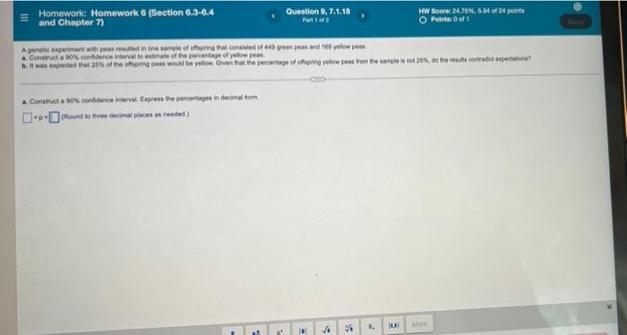 Homework Homework 6 Section 6 3 64 And Chapter 71 Question 0 7 1 18 Part 2 Hw Gore 24 70 6 94 Of 24 Points O Points 4