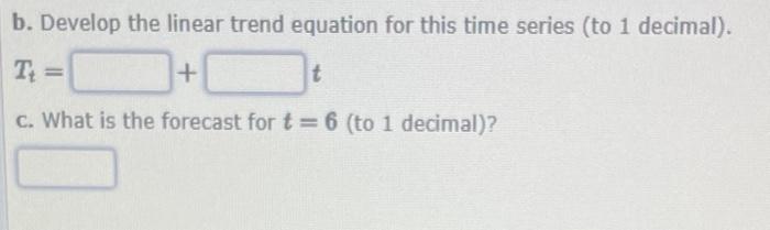 Consider The Following Time Series Data 1 2 3 4 5 Y 7 1 9 13 15 B Develop The Linear Trend Equation For This Time 2