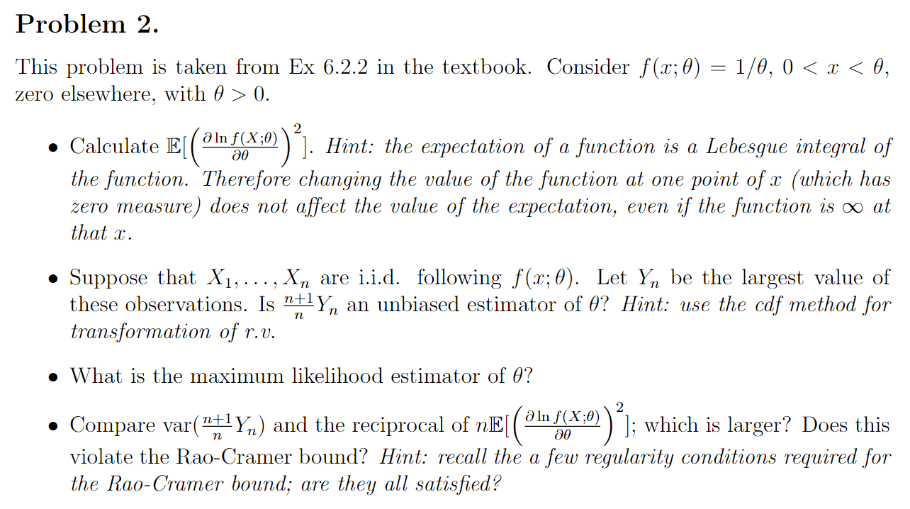 Problem 2 This Problem Is Taken From Ex 6 2 2 In The Textbook Consider F X 0 1 0 0 X 0 Zero Elsewhere With 1