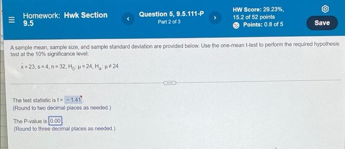 Homework Hwk Section 9 5 Question 5 9 5 111 P Part 2 Of 3 Hw Score 29 23 15 2 Of 52 Points Points 0 8 Of 5 Save A S 1