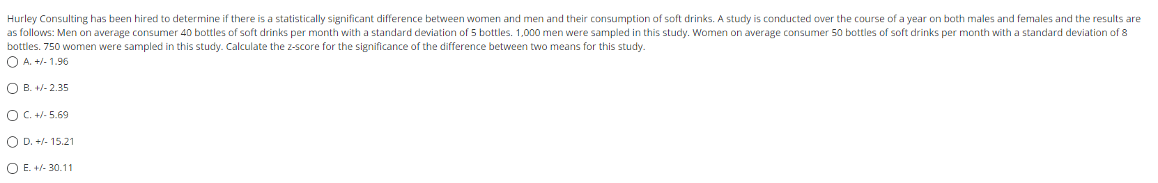Hurley Consulting Has Been Hired To Determine If There Is A Statistically Significant Difference Between Women And Men A 1