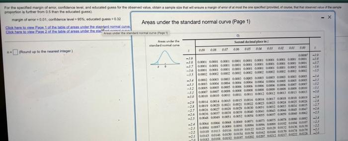For The Specified Murun Terror Condence Level And Educand Guess For The Observed Value Obtain A Samples That Wire Margi 2