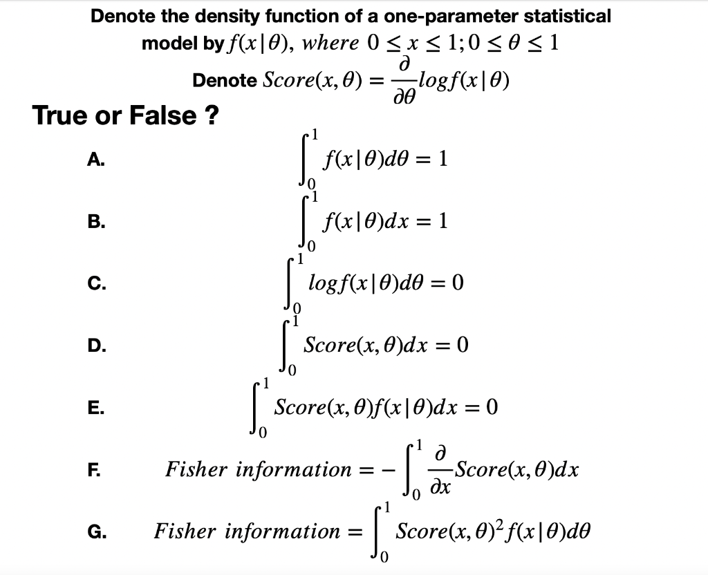 Denote The Density Function Of A One Parameter Statistical Model By F X 0 Where 0 X 1 0 So 31 A Denote Score X 0 1