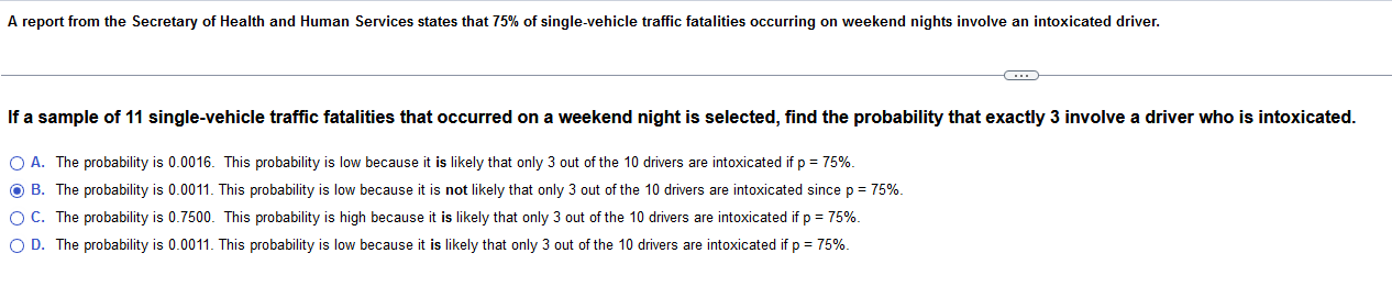 A Report From The Secretary Of Health And Human Services States That 75 Of Single Vehicle Traffic Fatalities Occurring 1
