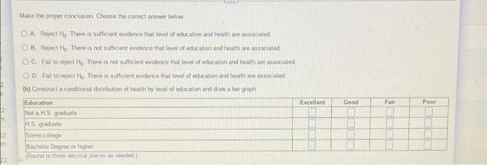 Good 164 Tho Following Data Represent The Level Of Health And Education The Level Of Education For A Random Sample Of 17 2