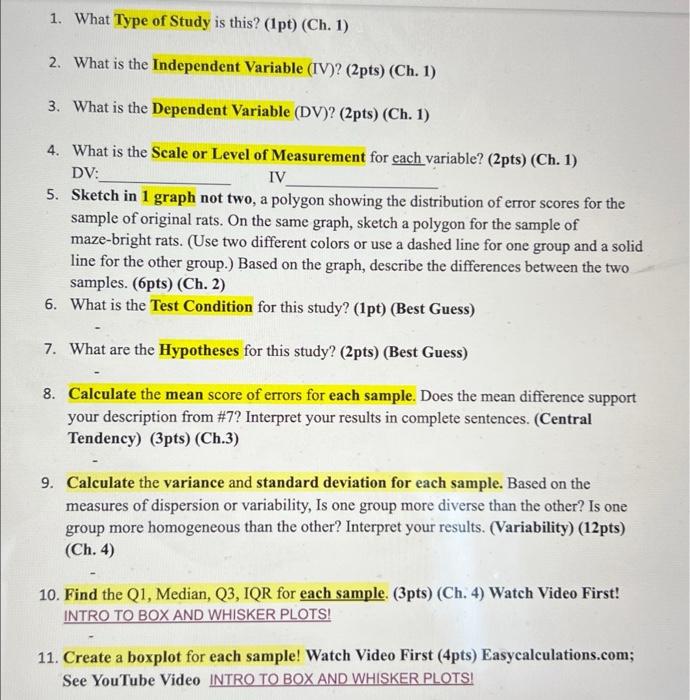 Rats In A Maze Review Of Descriptive Statistics Ch 1 4 This Is A Good Exercise For You To Demonstrate Your Understandi 3