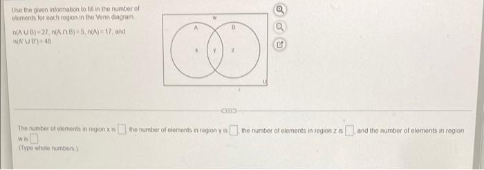 Use The Given Information To It In The Number Of Cloments For Each Region In The Vean Diagram Haub 27 3 5 0 A 17 And 1