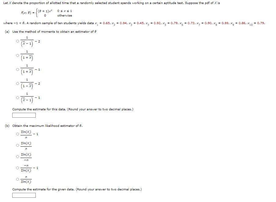 6 1 Let X Denote The Proportion Of Allotted Time That A Randomly Selected Student Spends Working On A Certain A 1