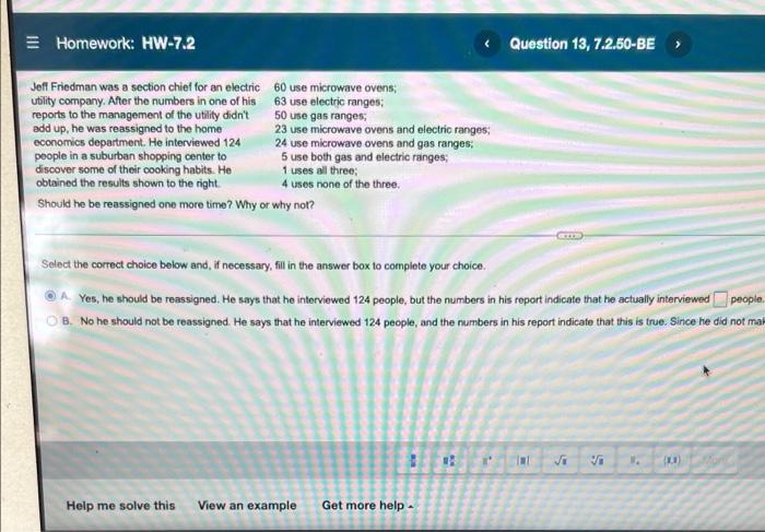 Homework Hw 7 2 Question 13 7 2 50 Be Jeff Friedman Was A Section Chief For An Electric 60 Use Microwave Ovens Util 1