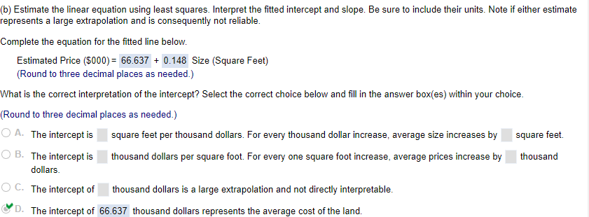 The Accompanying Data Table Contains The Listed Prices In Thousands Of Dollars And The Number Of Square Feet For 20 2