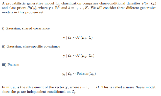 A Probabilistic Generative Model For Classification Comprises Class Conditional Densities Plyck And Class Priors P Cx 1
