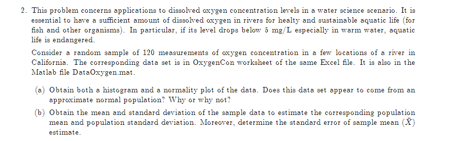 2 This Problem Concerns Applications To Dissolved Oxygen Concentration Levels In A Water Science Scenario It Is Essent 1