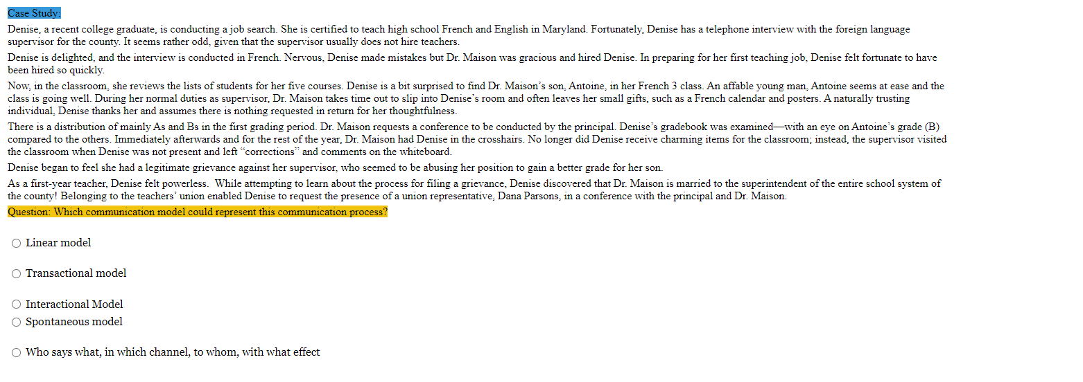 Case Study Denise A Recent College Graduate Is Conducting A Job Search She Is Certified To Teach High School French 1