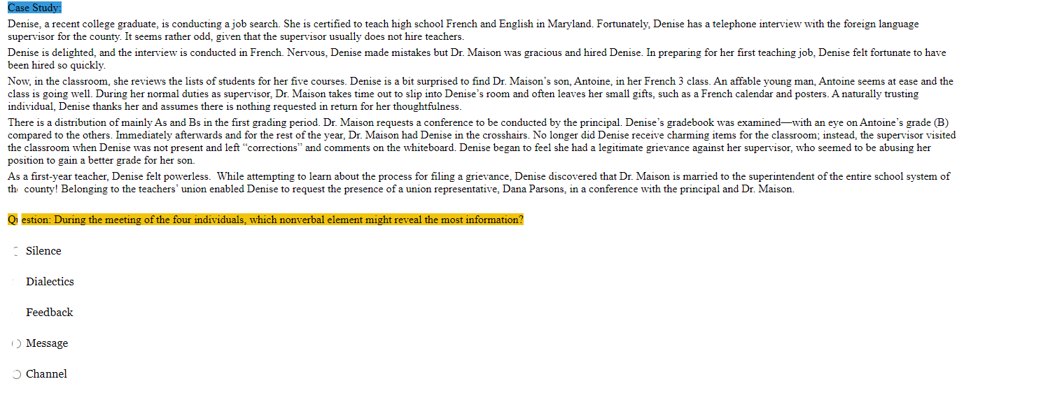 Case Study Denise A Recent College Graduate Is Conducting A Job Search She Is Certified To Teach High School French 1