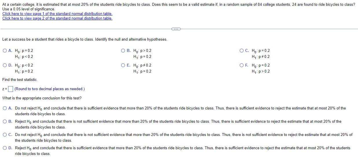At A Certain College It Is Estimated That At Most 20 Of The Students Ride Bicycles To Class Does This Seem To Be A Va 1