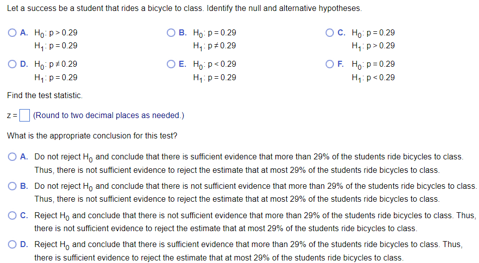At A Certain College It Is Estimated That At Most 29 Of The Students Ride Bicycles To Class Does This Seem To Be A 1