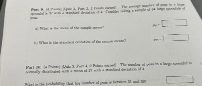 Part 9 4 Points Quiz 3 Part 2 2 Points Earned The Average Saber De Press Is A Large Socefalis 37 With A Standard Dev 1