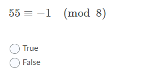 55 1 Mod 8 True False 1