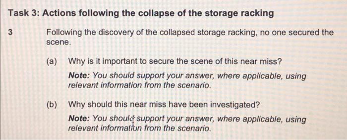 Task 3 Actions Following The Collapse Of The Storage Racking 3 Following The Discovery Of The Collapsed Storage Racking 1