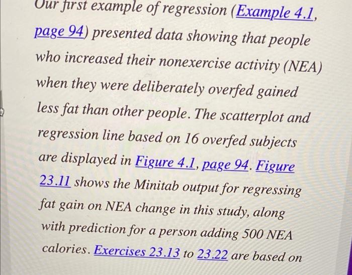 Our First Example Of Regression Example 4 1 Page 94 Presented Data Showing That People Who Increased Their Nonexercis 1