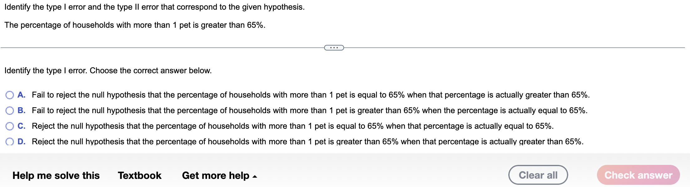 Identify The Type I Error And The Type Ii Error That Correspond To The Given Hypothesis The Percentage Of Households Wi 1