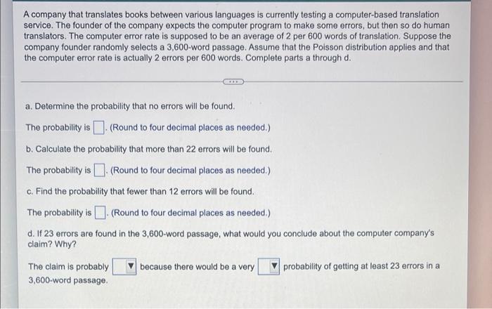 A A Company That Translates Books Between Various Languages Is Currently Testing A Computer Based Translation Service T 1