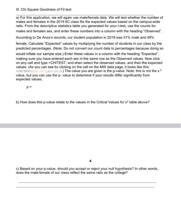 Iii Chi Square Goodness Of Fit Test A For This Application We Will Again Use Male Female Data We Will Test Whether T 1