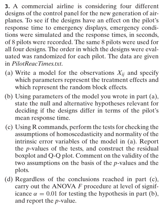 3 A Commercial Airline Is Considering Four Different Designs Of The Control Panel For The New Generation Of Air Planes 1