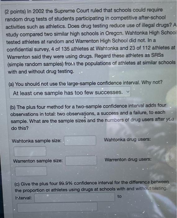 2 Points In 2002 The Supreme Court Ruled That Schools Could Require Random Drug Tests Of Students Participating In Com 1