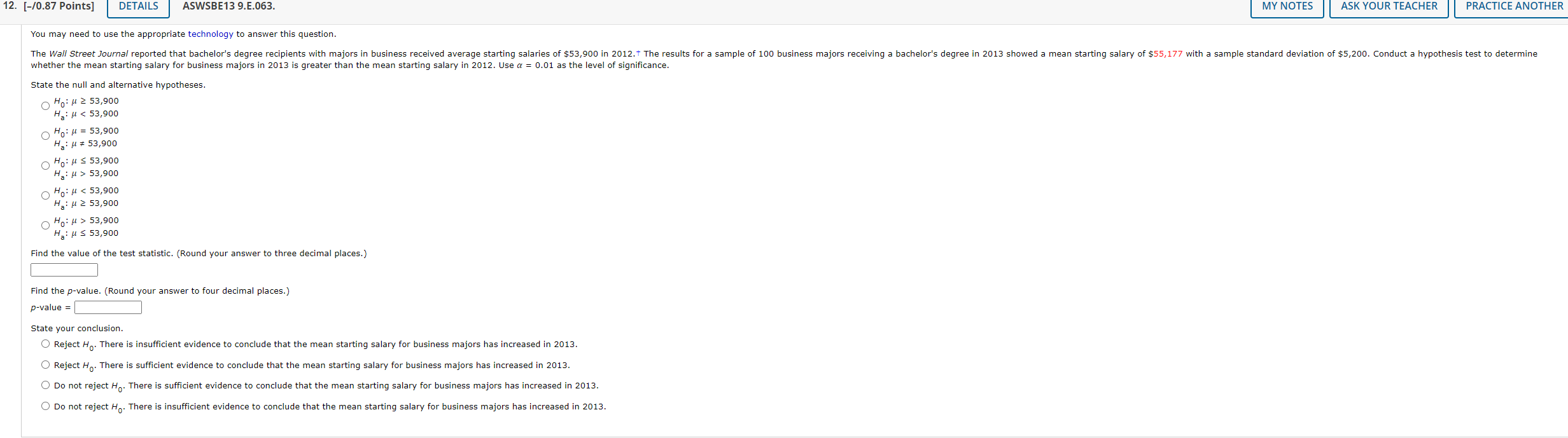 12 70 87 Points Details Aswsbe13 9 E 063 You May Need To Use The Appropriate Technology To Answer This Question My 1