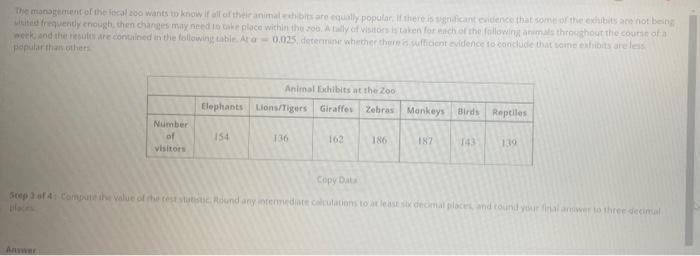 The Management Of The Local Zoo Wants To Know It All Of The Animales Are Equally Popular If There Is Alicant Evidence Th 1