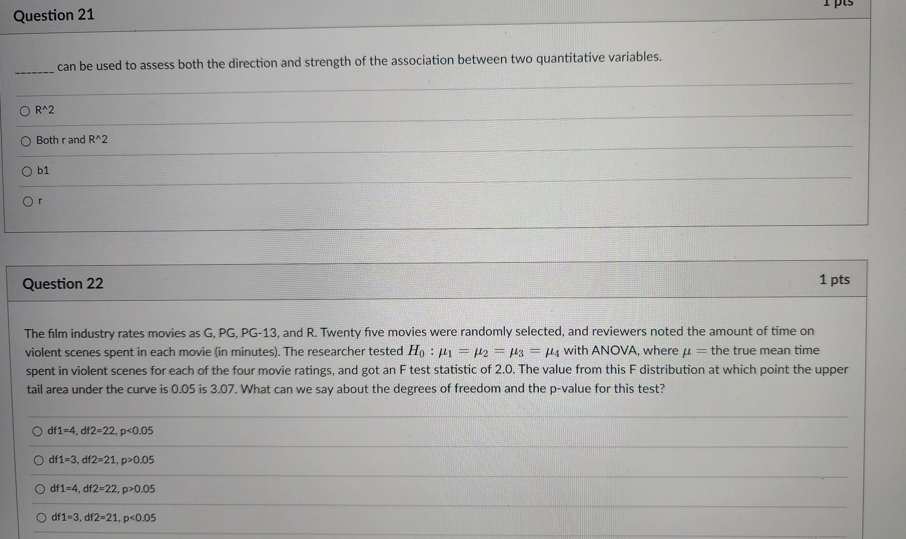 I Pls Question 21 Can Be Used To Assess Both The Direction And Strength Of The Association Between Two Quantitative Vari 1