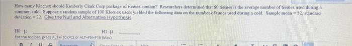 How Many Kleenex Should Kimberly Clark Corp Package Of Tissues Contain Researchers Determined That 60 Tissues Is The Ave 1