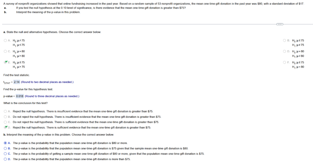 A Survey Of Nonprofit Organizations Showed That Online Fundraising Increased In The Past Year Based On A Random Sample 1