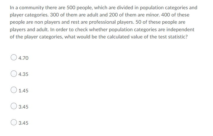 In A Community There Are 500 People Which Are Divided In Population Categories And Player Categories 300 Of Them Are A 1