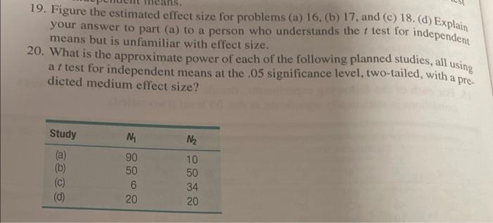 19 Figure The Estimated Effect Size For Problems A 16 B 17 And C 18 D Explain Your Answer To Part A To A Pe 2