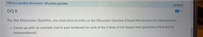 This Is A Graded Discussion 10 Points Possible De 25 Dq8 For This Discussion Question You Must Post An Entry On The Di 1