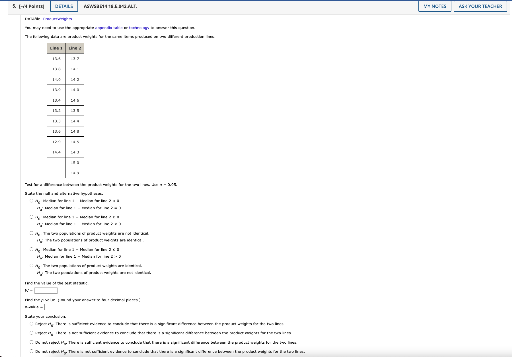 5 4 Points 4 Details Aswsbe14 18 1 042 Alt My Notes Ask Your Teacher Datafile Product Weights You May Need To 1