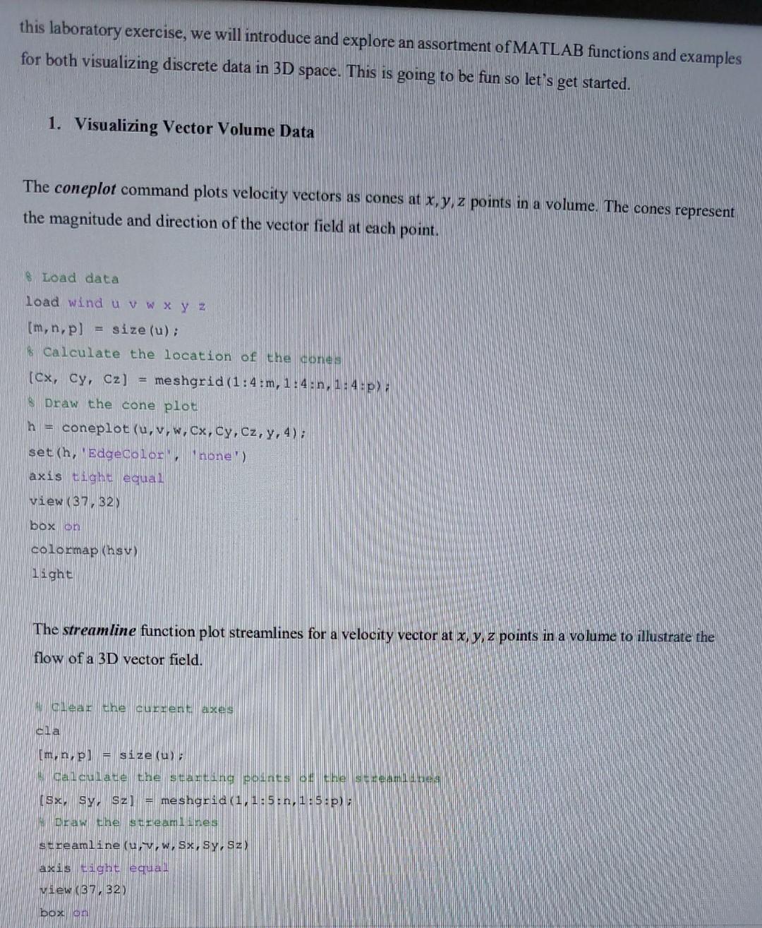 Objective Investigate The Use Of Matlab For Navigating And Visualizing An Assortment Of Different Datasets In 3 Dimensi 2