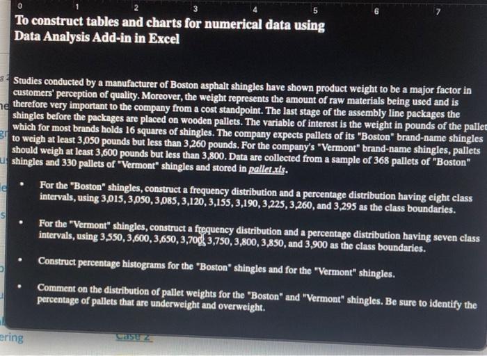 3 5 To Construct Tables And Charts For Numerical Data Using Data Analysis Add In In Excel Studies Conducted By A Manufac 1
