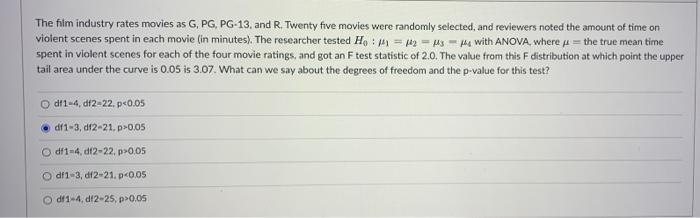 The Film Industry Rates Movies As G Pg Pg 13 And R Twenty Five Movies Were Randomly Selected And Reviewers Noted Th 1