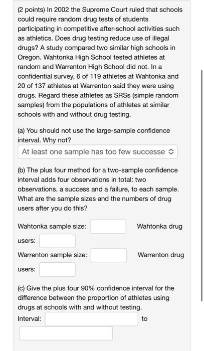 2 Points In 2002 The Supreme Court Ruled That Schools Could Require Random Drug Tests Of Students Participating In Com 1